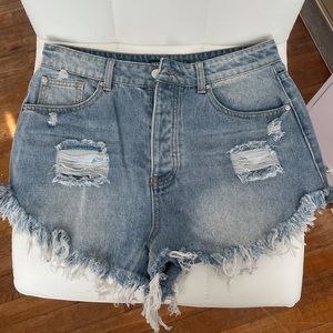Boohoo Ripped denim shorts